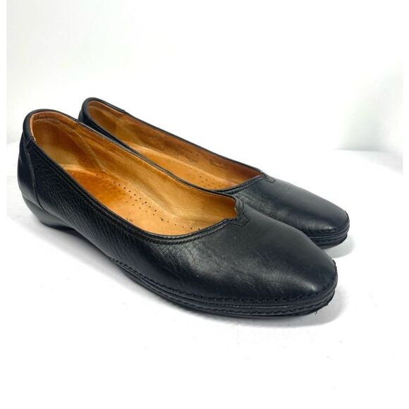 Gabor Black Leather Ballet Flats Women Size 7.5 UK 4.5 Slip on - Picture 1 of 6